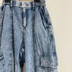 GU デニムカーゴジョガーパンツ Sサイズ ブルー