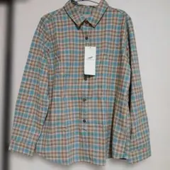 CROCODILE 長袖 チェックシャツ ベージュ ブルー