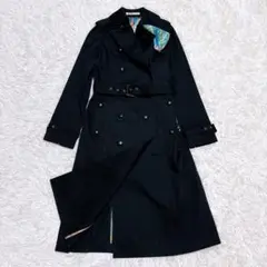 ✨美品✨グレースコンチネンタル ロングトレンチコート くるみボタン 派手裏地 黒