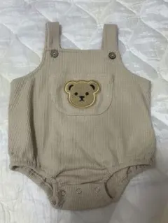 ベージュ クマ刺繍ロンパース 3ヶ月〜10ヶ月くらい