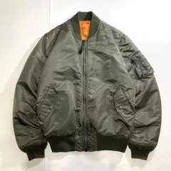 ALPHA アルファ MA-1 フライトジャケット ダーク カーキ 短丈 XL
