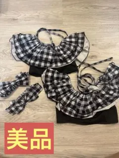 フリル付き水着 ブラック　ビキニ　水着　ベビー水着　お揃い　セット　80 90