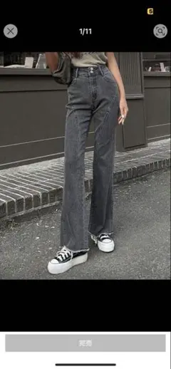 shein DAZY ソリッドウエストゴム フレア デニムパンツ、フレアデニム