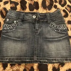 CECIL McBEE デニムミニスカート ビジュー付き