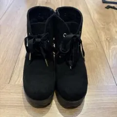 NUOV girl Hawkins黒 スエード リボン付き ショートブーツ