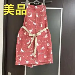 美品 猫柄 エプロン レッドのサムネイル