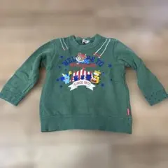 ミキハウス クマ刺繍 トレーナー 100cm グリーン