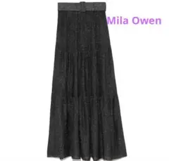 ラメニットティアードスカート ミラオーウェン ブラック