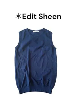 ＊ ♡34 Edit Sheen ネイビー ノースリーブニットベスト F