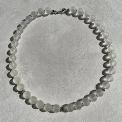 マットクリア・シルバービーズネックレス（チョーカー）