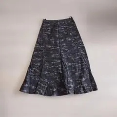 迷彩柄 ロングフレアスカート ダークグレー