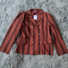 【ルーミーズ】 レディース テーラードジャケット （F） オレンジ ストライプ