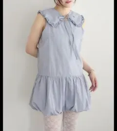 【w closet】シュシュ衿付きバルーンワンピのサムネイル