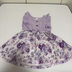 SHEIN 18-24M 紫　花柄　ワンピース　80センチ　女の子　おしゃれ着のサムネイル
