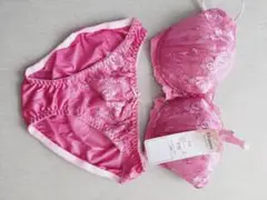 ピンク レース ブラジャーショーツセット