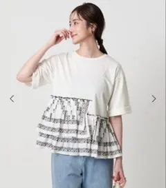 ☆UNITEDARROWS エンブロ ティアードコンビ ショートスリーブニット