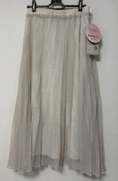 シフォン ベージュ フレアスカート 低身長向け