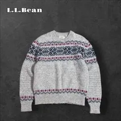 L.L.Beanエルエルビーン80'sノルディック柄ウールニットセーターグレー