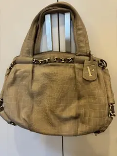 FURLA フルラ ハンドバッグ ヌバック スエード クロコ型押
