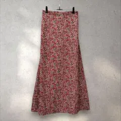 le.coeur blanc Aラインロングスカート 小花プリント レッド柄