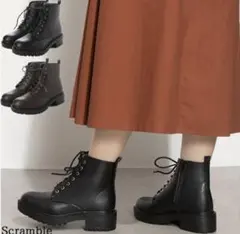 厚底レースアップショートブーツ マニッシュ 韓国ファッション