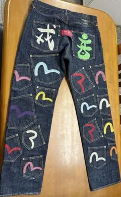 希少✨W38(実寸W35-36) EVISU メニーポケット 漢字 刺繍 戎 音 - メルカリ
