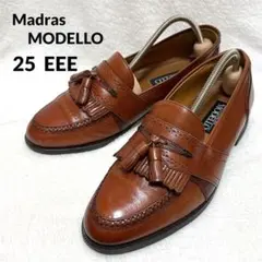 良品◎madras マドラス タッセルローファー 25EEE ブラウン 革靴