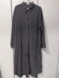 フランクアンドアイリーン ロングシャツワンピース 黒 S ストーン
