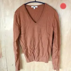 ● UNIQLO ユニクロ コットンカシミヤVネックセーター S 茶