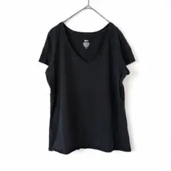 モッシモ 無地 半袖 Ｔシャツ Ｖネック フレンチ袖 ＸＬ 黒 綿　ブラックのサムネイル