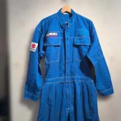 90s SUZUKI スズキ つなぎ 作業着 ブルー 企業物 ワークウェア