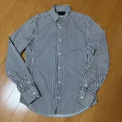 ZARA ザラ ストライプ柄 長袖シャツ ブラック ホワイト M ポルトガル製