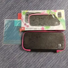 Nintendo Switch ケース 黒/ピンク 保護フィルム付き