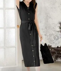 JULIA BOUTIQUE ノースリーブ　ニット　ワンピース　XL ブラックのサムネイル