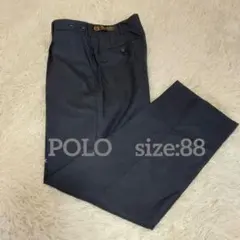 POLO　ウール混スラックス　サイズ88 濃紺　美品　メンズ　L