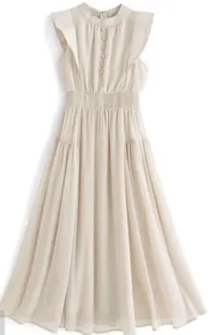 楊柳シフォンフリルフレアワンピース［k9123c］