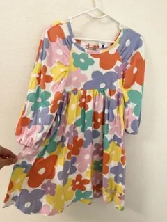 韓国風 ワンピース 派手 おしゃれ 花柄 長袖 ７分丈 春秋 かわいい 100