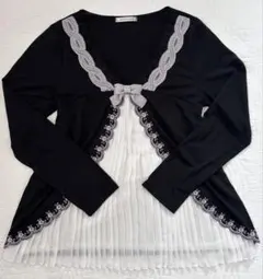 axes femmeプリーツレース 長袖 トップス レディース M リボンのサムネイル