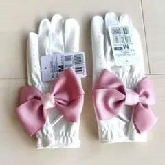 未使用♡リボンレディースゴルフグローブ♡ピンク♡20〜21センチ
