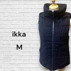 イッカ　ikka 中綿ベスト　フード付き　取り外し可　ネイビー　M