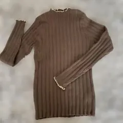 earth music&ecolo リブ　フリルネック　トップス