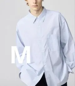 【完売品】UNIQLO:C ブロードオーバーサイズシャツ　ストライプ　ブルー　M