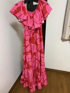 フラダンス用フリル付きマキシドレス