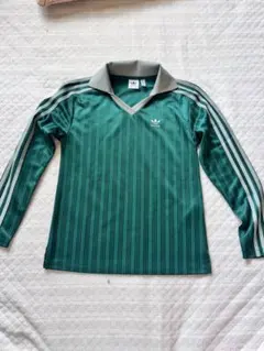 adidas グリーン ストライプ 長袖Tシャツ XS