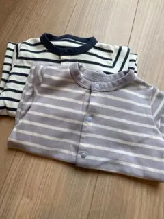 無印良品　ボーダーロンパース2着セット