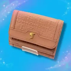 《超美品》 サマンサタバサ 折財布 コンパクトウォレット レザー ピンクベージュ