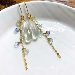 水晶✳︎フローライト✳︎天然石ピアス&イヤリング
