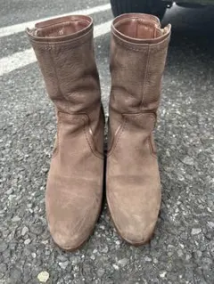 ブラウンショートブーツ ジッパー付き