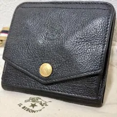 美品✨ イルビゾンテ　ロゴ刻印　金ボタン　二つ折り　財布　現行　ミニウォレット
