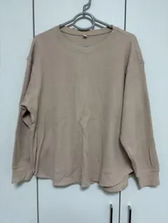 【即日発送】UNIQLO ワッフルT/くすみピンク/レディース